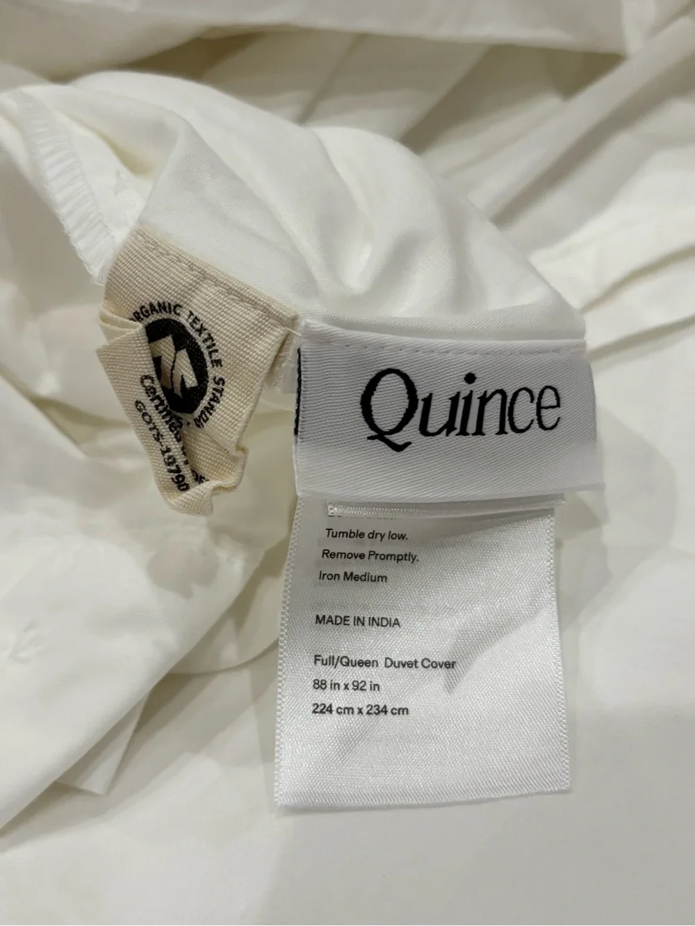 Organic Crisp Percale Duvet Cover Full/Queen White